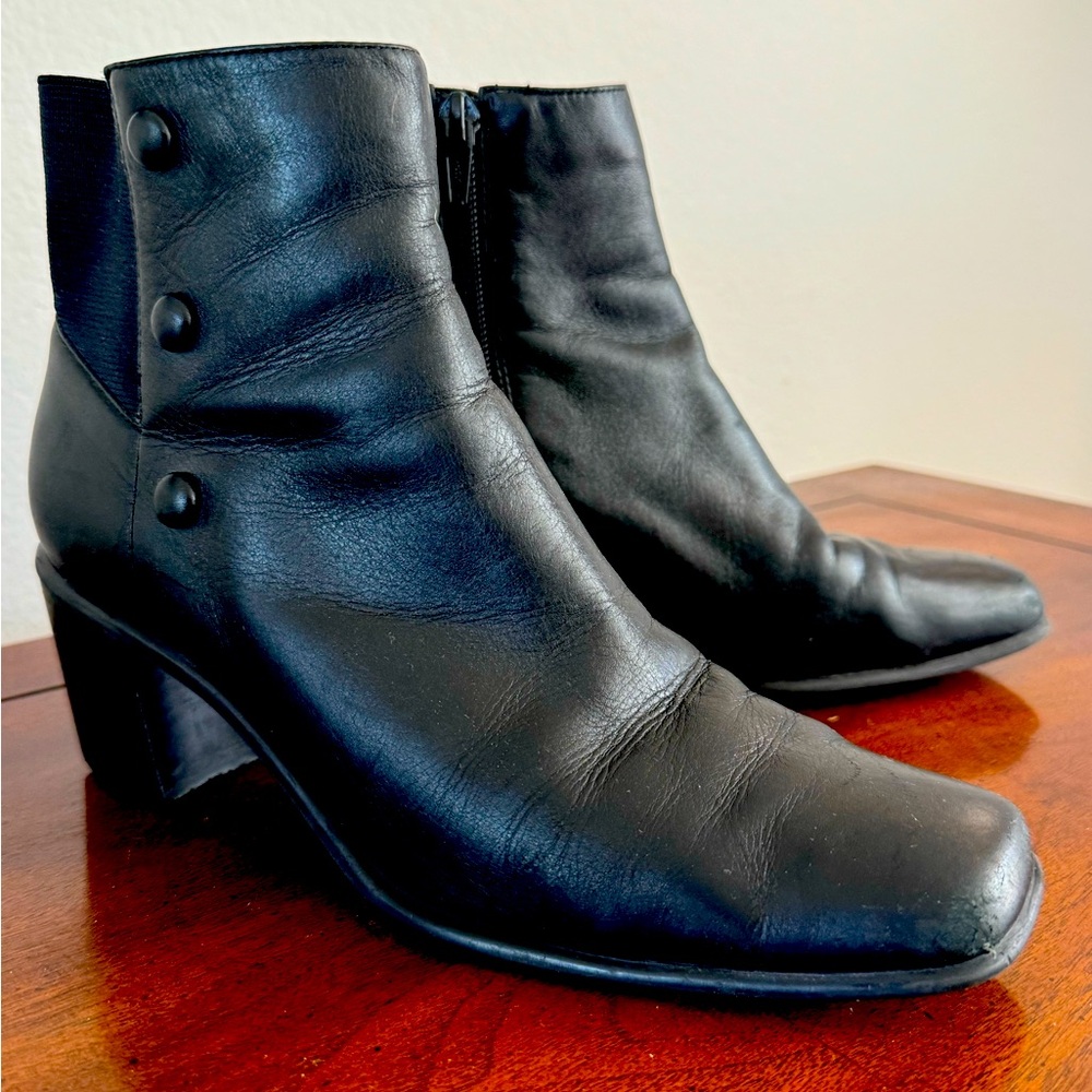 Nicole Packard Black Leather Booties